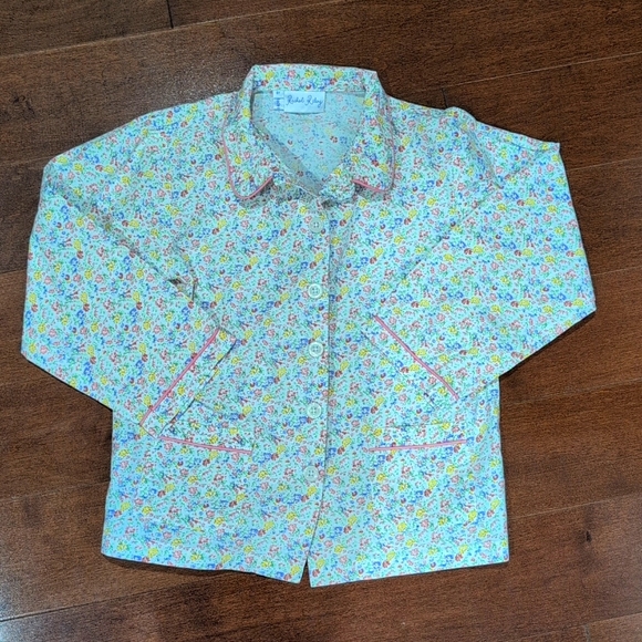 Rachel Riley girl pajamas. Pink and yellow floral. Size 8. - Picture 2 of 7